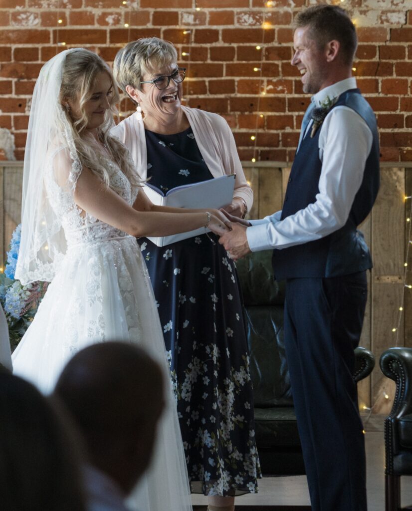 Bride, groom and Tamara, the wedding celebrant. 